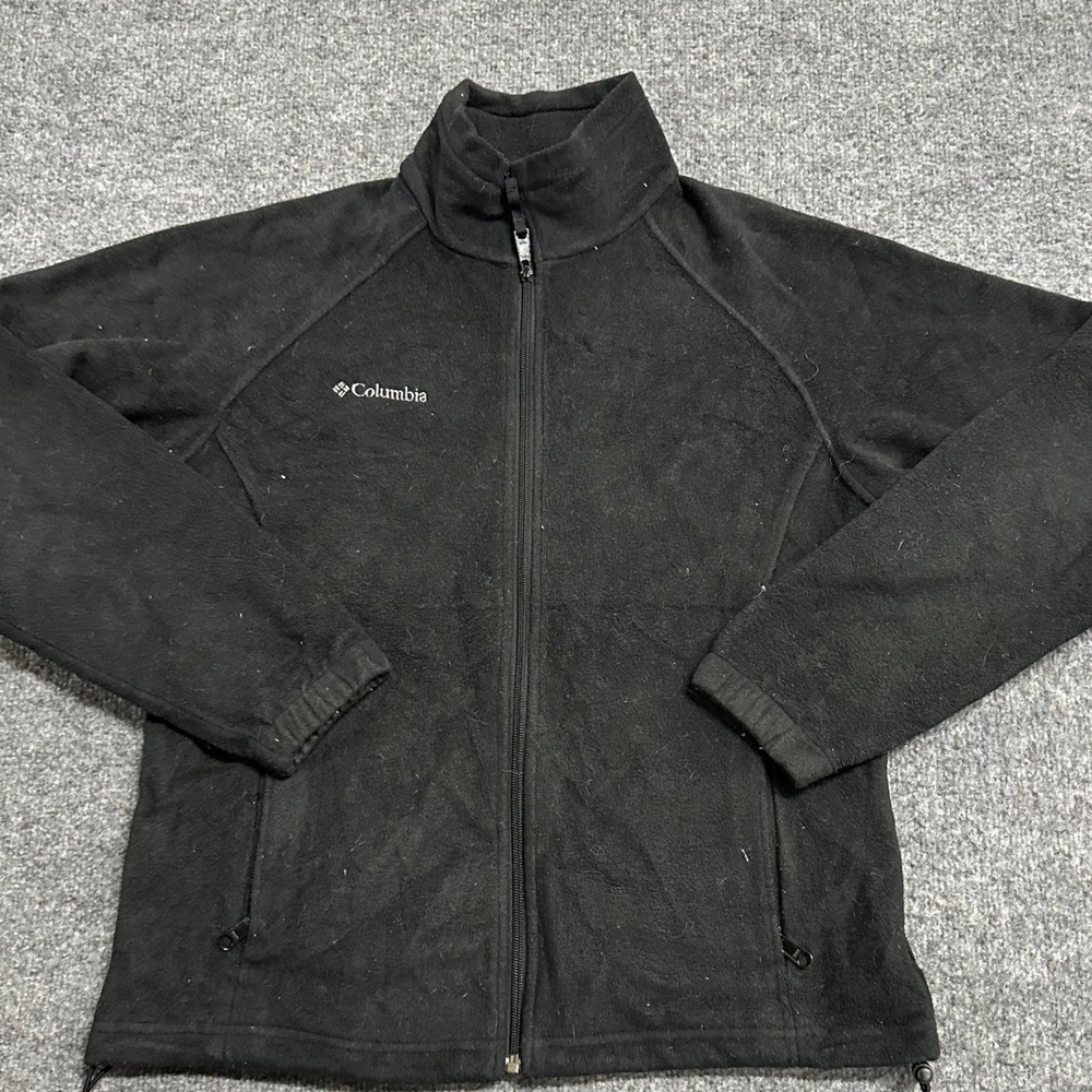 Columbia Fleece Jacket Womens Size L Black Full Zip Mock Neck Outdoor WL6114